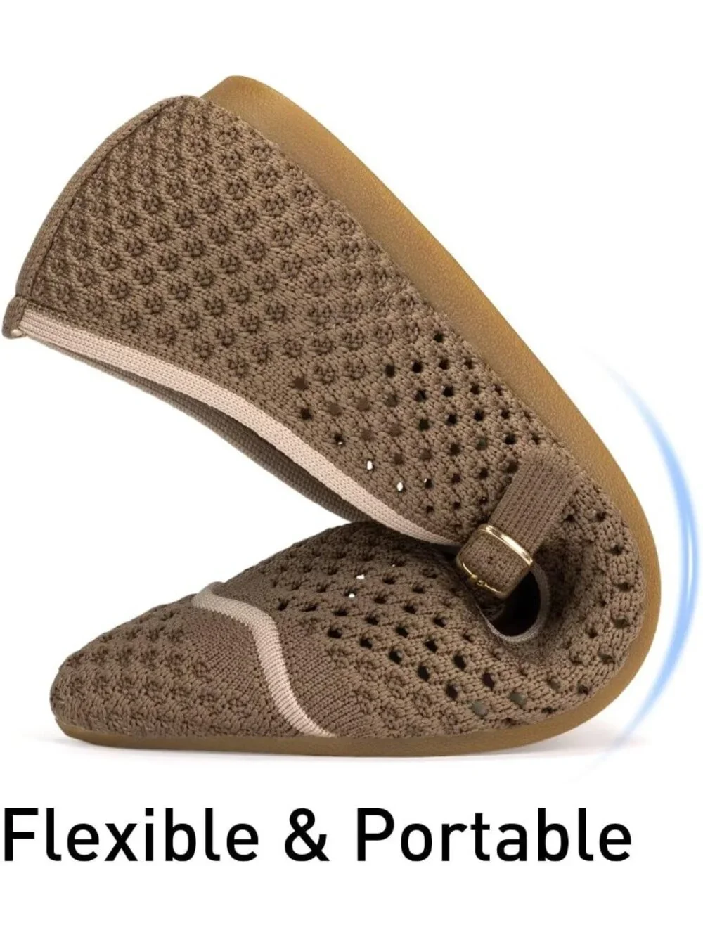 Women's Coffee Mesh Ballet Flats Comfy Washable Flexible Breathable Casual